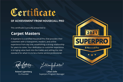 Certificate of Achievement from Housecall Pro, 2021 SuperPro